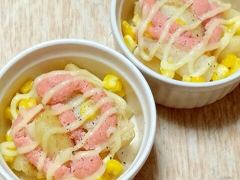 ほぐしたらことポテト&コーンのマヨ焼き